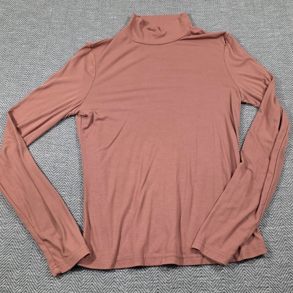 SHEIN Tops - SHEIN Womens Mock Neck Long Sleeve Top Mauve Rose Brown Size M Jersey Knit‎ Base